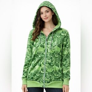 Vancouver 2010 Sunice Olympic Green Zip Hoodie Totem Graphic Full Zip Sweatshirt